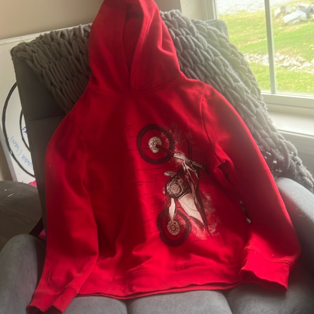 Red Sweatshirt Hoodie Motorcycle Boys sz 8
